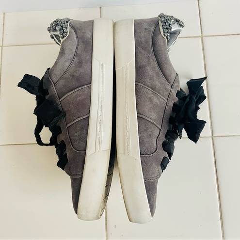 Joie  Gray Suede Bejeweled Sneakers Size EU 37.5