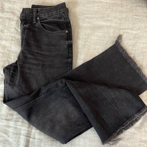 ALLSAINTS NWOT  Mazzy Black Cropped Wide Leg Raw Hem Jeans Size 25 $249!