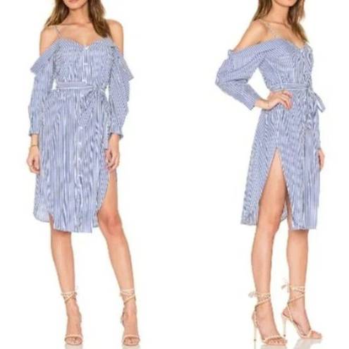 Bardot  Paloma Striped Midi Dress Off the Shoulder Size Small