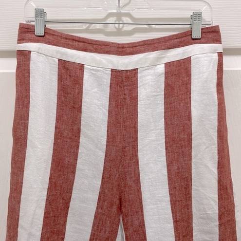 Madewell  Linen Blend Orange & White Stripe Wide Leg Pants