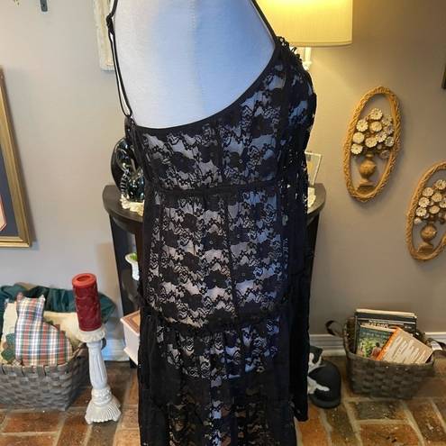 In Bloom  by Jonquil vintage black lace slip dress nightie.