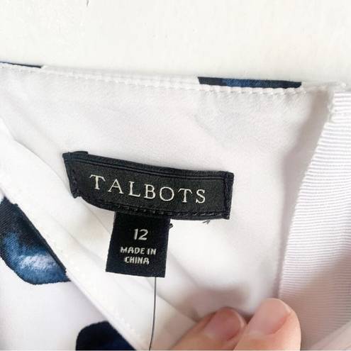 Talbots  Watercolor Polka Dots Square Neck Sheath Dress Blue White NWT 12