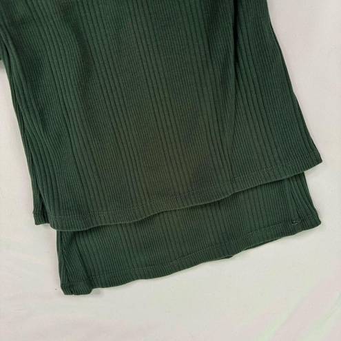 Aerie NWT  Green Size L Flared High Waist Kick Flare Ribbed Pants Cropped Cotton