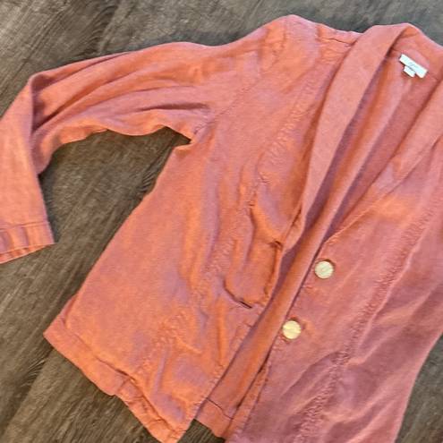 J.Jill  Blazer Women Size Extra Small Pink Button Linen Rayon Blend Workwear