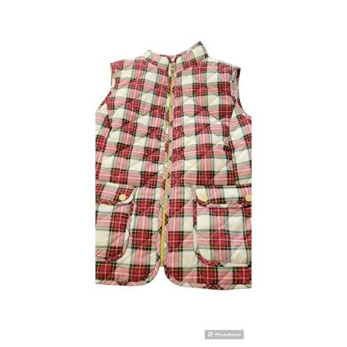 St. John’s Bay St Johns Bay Womens Plaid Vest Ivory Red Gold Puffer Quilted Size Medium