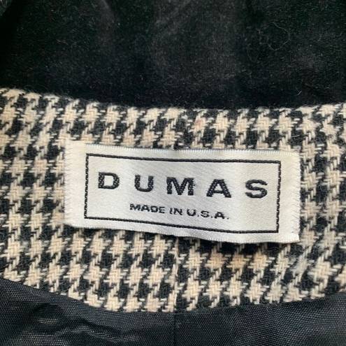 Houndstooth Vintage Dumas Jacket Black White  Velvet Collar Blazer Boxy Oversized