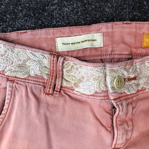 Pilcro  Pink Hyphen Chino Pants Size 26P Embroidered Floral Waist - 30x28 actual