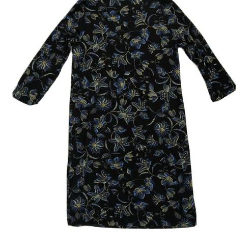 Karen Kane  Dress Sz XS Black Blue Floral V neck