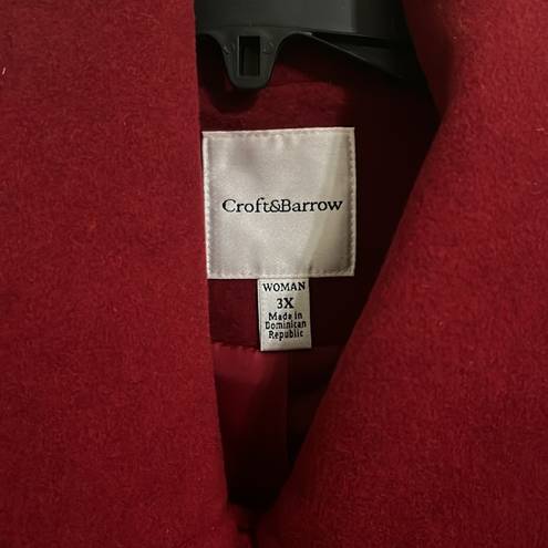 Croft & Barrow NEW  Holiday Red Double Breasted Wool Blend Coat 3X w/Scarf Festivus