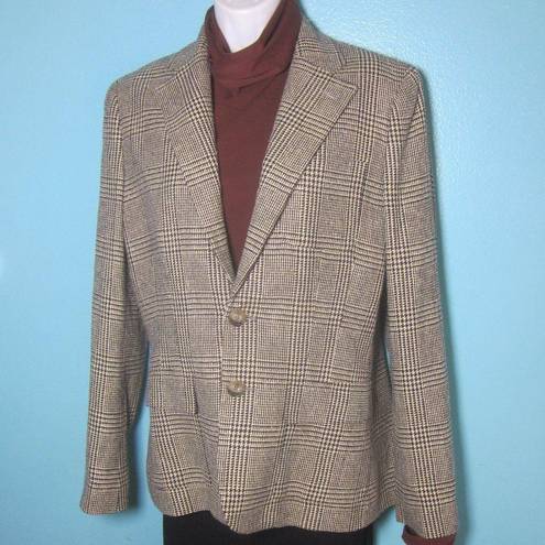 Polo  Ralph Lauren VINTAGE Silk Blazer Womens Size 10 Glen Plaid Houndstooth