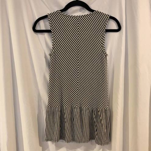 The Moon Half Black & White Striped Sleeveless Knit Blouse