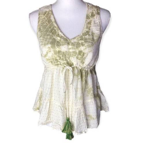 Cynthia Rowley  Tie-Dye Gold Metallic Babydoll Tank Top