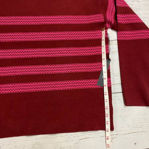 Tahari NEW  Maroon Mock Neck Stripe Sweater Size XLarge