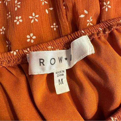 The Row  A Rust Mini Floral Smocked Waist Elbow Sleeve Mini Dress size Medium