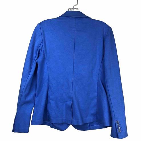 Talbots  Women Blazer Jacket Sz M Blue Pockets Knotch Collar Classic Office Corp