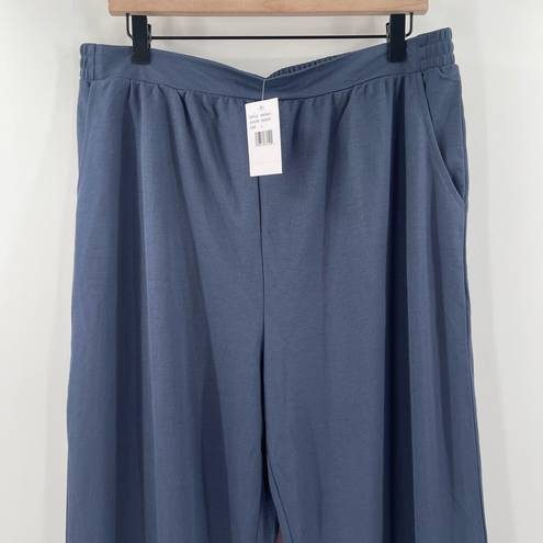 Bobeau  Pull On Pants Size Large Blue Wide Leg NWT Rayon Nylon Blend Cropped