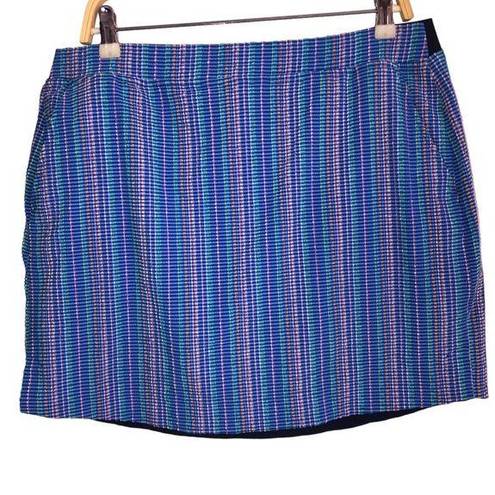 Polo  Golf Ralph Lauren Skort Blue Rainbow Stripe Textured pull on Large