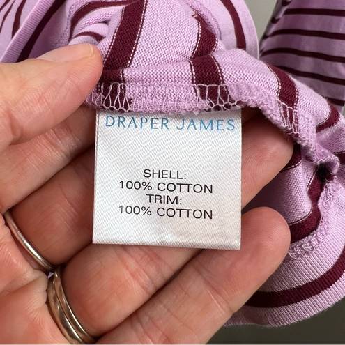 Draper James  V-Neck Puff Sleeve Shirt Size XS Dark Pink Mariner Stripe Preppy
