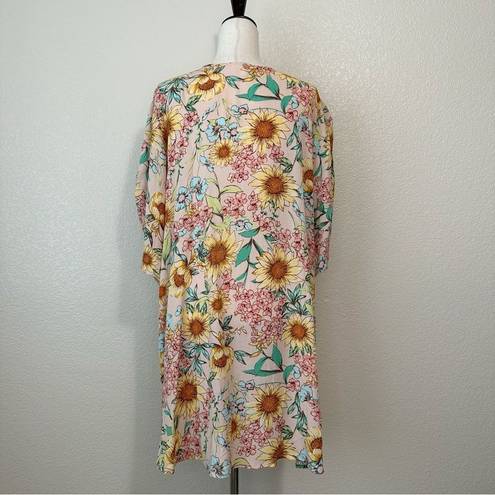 Maurice's  Floral Cinched Sleeves Open Front Kimono