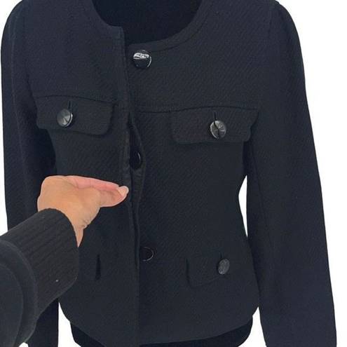 Talbots  Womens Blazer Jacket Button Pocket Long Sleeve Lined Black Petite Small