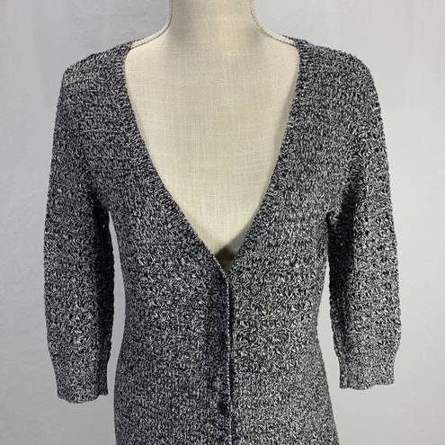 DKNY  Loose Knit Deep V neck Black and White Button Cardigan Size Medium