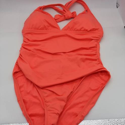 La Blanca NEW  Island Goddess Halter Tankini one-piece, Hot Coral, Size 10