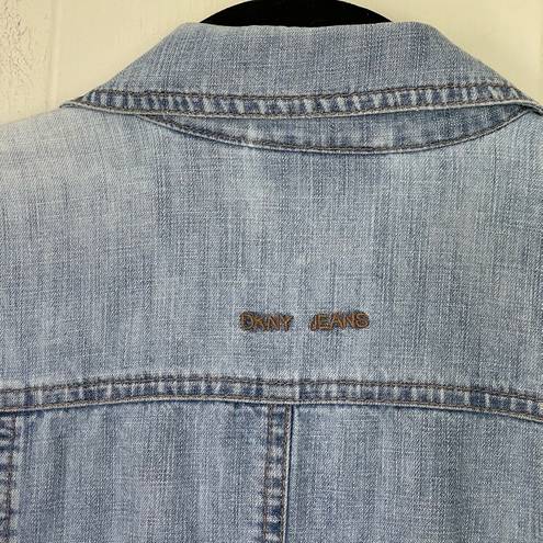 DKNY  Jeans Distressed Light Wash Denim Blue Blazer Jacket ~ Size XS