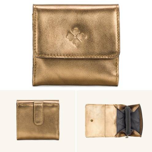 Patricia Nash Verla Gold Vintage Leather Trifold Wallet with RFID Protection