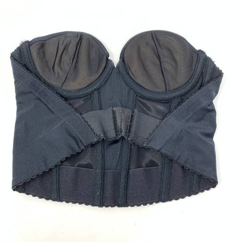 Natori VTG  Bustier Women's Size 34B Satin Boned Underwire Longline Bra Black