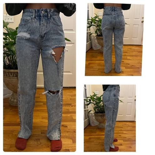 Pretty Little Thing Pretty Little Things Distressed High Rise Split Hem Jean Size 2 See Description