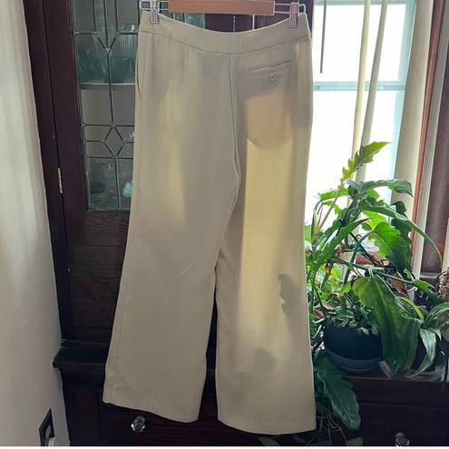 Krass&co Vintage NY& Trousers 6 PETITE Beige Loose Leg Mid Rise Seersucker Women 90s