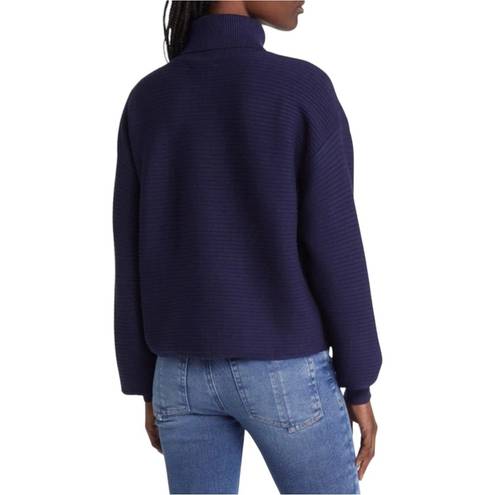 Good American  Wide Rib Crop Turtleneck Sweater in Blue Rinse Size 5XL