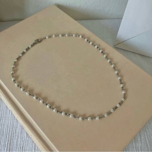 American Vintage Vintage “Marta” Seed Pearl Silver Chain Necklace Elegant Classic Minimal