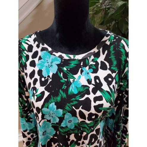 Jessica London  Women's Multicolor Floral Round Neck Long Sleeve Top Blouse 22/24