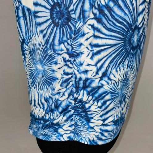 Tommy Bahama  Womens Small S Sleeveless Blue White Bohemian Print Ruched Top