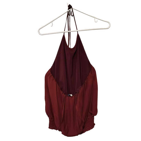 Rebecca Minkoff  Liza Silk Halter Tank Top Wine Medium