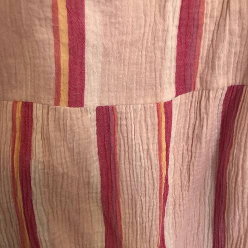 Marine layer cotton Sage Double Cloth Maxi Dress in pink stripe pocket XS