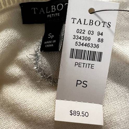 Talbots  Gorgeous Ivory Silver Tinsel Dot Lambswool Blend Sweater NWT $90 Size SP