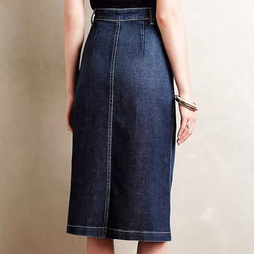 AG Adriano Goldschmied ALEXA CHUNG for AG A-line Button Front MIDI Denim Skirt Size 27