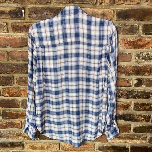 Treasure & Bond  Flannel Plaid Boyfriend Button Down Shirt Women's Size XXS