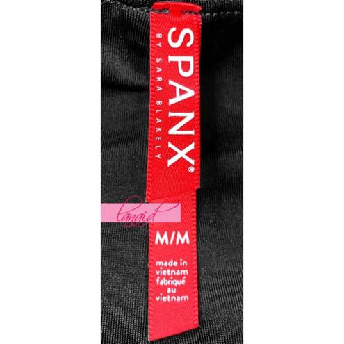 Spanx Faux Leather Pencil Skirt Very Black High-Waist Shiny Stretchy Edgy Midi