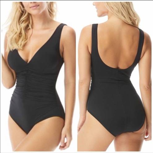 Coco reef  black vneck underwire one piece swimsuit