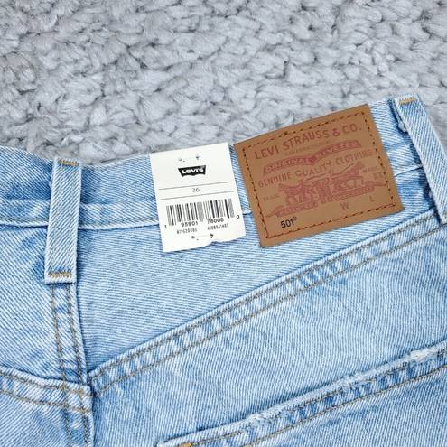 Levi’s Levi's Premium 501 90s Jean Shorts Light Wash Indigo Blue Raw Hem Size 26