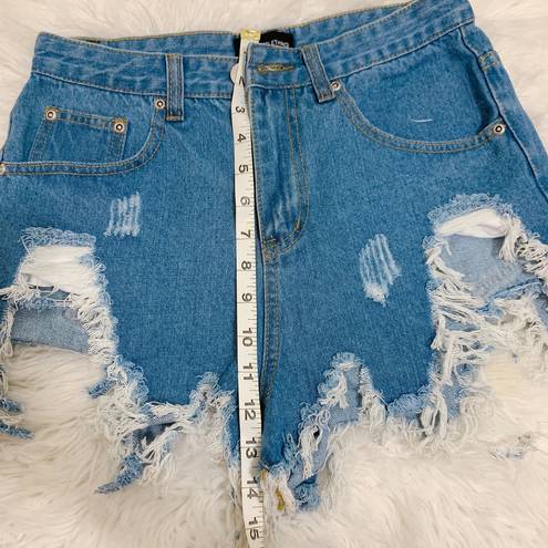 Pretty Little Thing  High-waisted Distress Denim Shorts