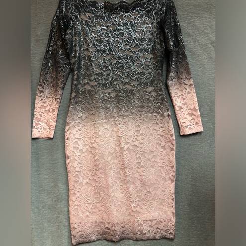 Onyx  night, 10 long sleeve dress with mauve, pink and black ombre