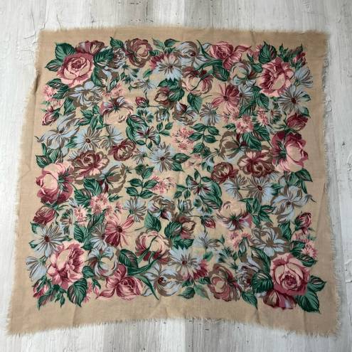 American Vintage Vintage Floral 28" Square Scarf Hair Wrap Bag Scarf