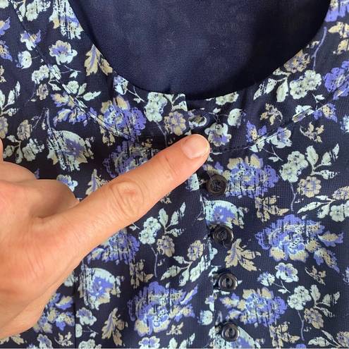 Croft & Barrow  Blue Floral Womens Size 6 Short Sleeve Empire Waist Midi Dress