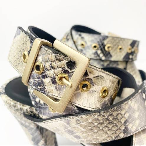 ALLSAINTS NWT All Saints Sienna Snakeskin Printed Leather Buckle Heeled Sandal 8