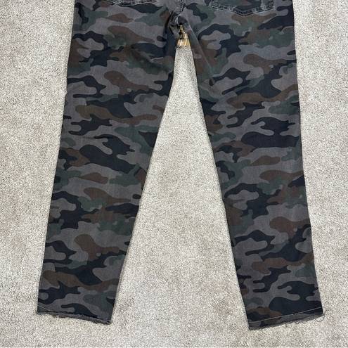 Edge Nili Lotan Jenna Cropped Raw  Hem Military Charcoal Camo Pants Mid Rise 6