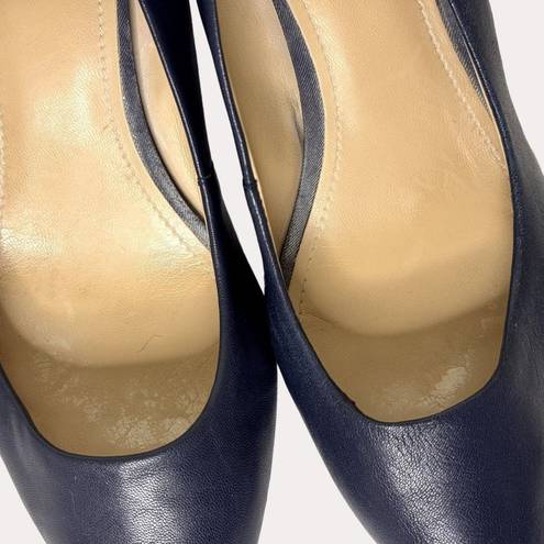 DKNY  Leather Block Heel Pointed Toe Pumps Shoes Navy Blue 41 US 10 am